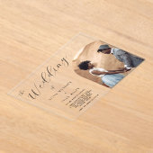 Minimalistische Typografie-Foto-Hochzeit Acryleinladungen (Ablage )