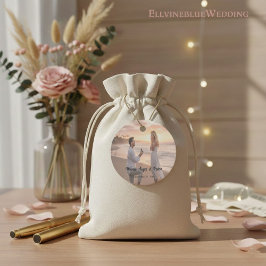 Minimalistische Typografie Foto Hochzeit Rund Geschenkanhänger