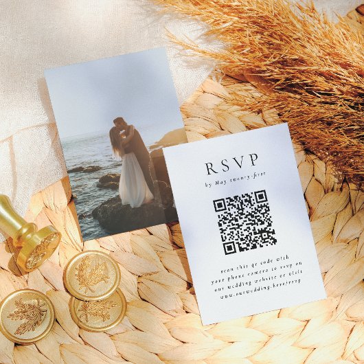 Minimalistische Typografie Foto QR Code Hochzeit R Begleitkarte