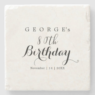 Minimalistische Typografie Geburtstagsfeier Design Steinuntersetzer