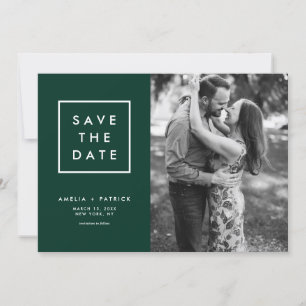 Minimalistische Typografie Grünes Foto Save The Date