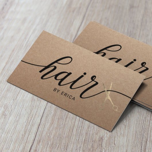 Minimalistische Typografie Haarsalon Rustic Kraft Visitenkarte