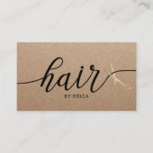 Minimalistische Typografie Haarsalon Rustic Kraft Visitenkarte (Vorderseite)