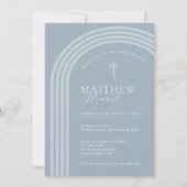 Minimalistische Typografie Halbbogenblauer Taufe Einladung (Vorderseite)