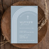 Minimalistische Typografie Halbbogenblauer Taufe Einladung