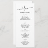 Minimalistische Typografie-Herzzeitkarte Menükarte (Vorne/Hinten)