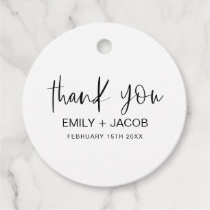 Minimalistische Typografie Hochzeit Danke Geschenkanhänger