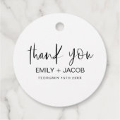 Minimalistische Typografie Hochzeit Danke Geschenkanhänger (Rückseite)