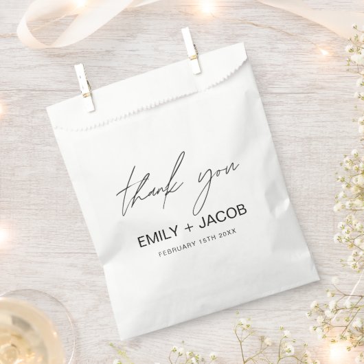 Minimalistische Typografie Hochzeit Danke Geschenktütchen (Ausgeschnitten)