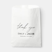Minimalistische Typografie Hochzeit Danke Geschenktütchen (Vorderseite)