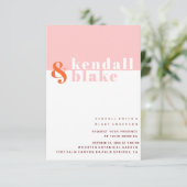 Minimalistische Typografie-Hochzeit in Rot, Orange Einladung (Stehend Vorderseite)