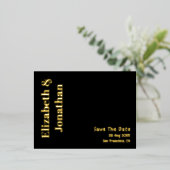 Minimalistische Typografie-Hochzeit rettet das Dat Folie Einladungspostkarte (Stehend vorne)