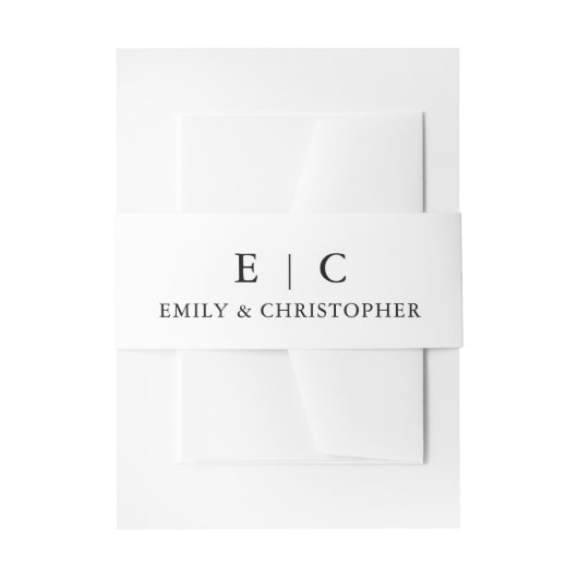 Minimalistische Typografie Hochzeitsschick Schwarz Einladungsbanderole (Vorderseite Beispiel)