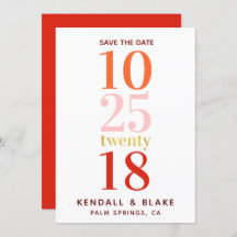 Minimalistische Typografie in Rot, Orange und Rosa