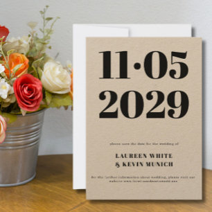 Minimalistische Typografie Kraft Save the Date Einladung
