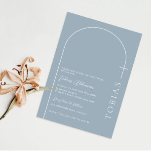 Minimalistische Typografie Kreuzbläuenfrühtaufe Einladung