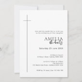 Minimalistische Typografie-Kreuzbogentaufe Einladung (Vorderseite)