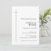 Minimalistische Typografie-Kreuzbogentaufe Einladung (Stehend Vorderseite)