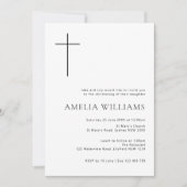 Minimalistische Typografie-Kreuzbogentaufe Einladung (Vorderseite)