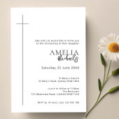 Minimalistische Typografie-Kreuzbogentaufe Einladung