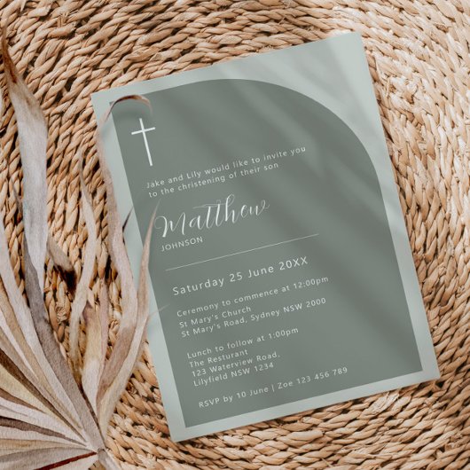 Minimalistische Typografie Kreuzschlingsertaufe Einladung