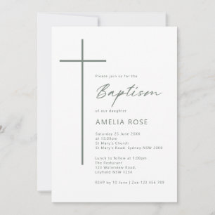Minimalistische Typografie Kreuztaufe Einladung