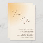 Minimalistische Typografie Lichtorange Hochzeit Einladung (Vorne/Hinten)