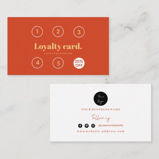 Minimalistische Typografie-Loyalitätsdesign Treuekarte (Vorne/Hinten)