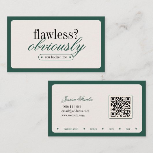 Minimalistische Typografie Makeup Stylist Business Visitenkarte (Vorne/Hinten)