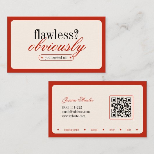 Minimalistische Typografie Makeup Stylist Business Visitenkarte (Vorne/Hinten)