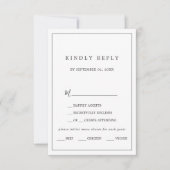 Minimalistische Typografie-Menü Auswahl RSVP-Karte RSVP Karte (Vorderseite)