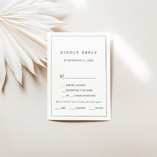 Minimalistische Typografie-Menü Auswahl RSVP-Karte RSVP Karte
