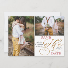 Minimalistische Typografie mit doppeltem Foto Save The Date