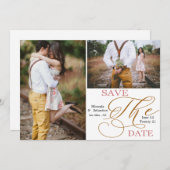 Minimalistische Typografie mit doppeltem Foto Save The Date (Vorne/Hinten)