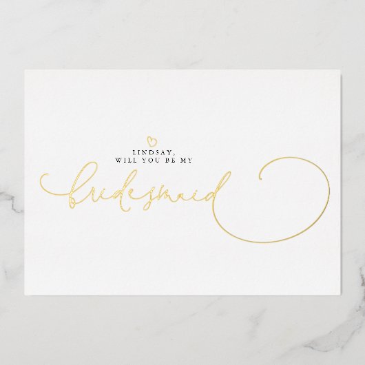 Minimalistische Typografie Moderne Bridesmaid-Init Folieneinladung (Vorderseite)