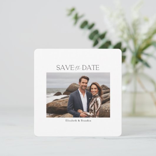 Minimalistische Typografie Moderne Landschaft Foto Save The Date (Stehend Vorderseite)