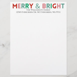 Minimalistische Typografie Moderne Merry & Bright Briefbogen