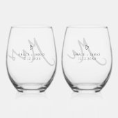 Minimalistische Typografie Moderne Mr. Wedding Weinglas Ohne Stiel (Rückseite)