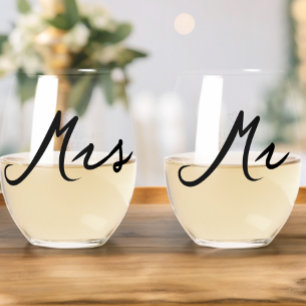 Minimalistische Typografie Moderne Mr. Wedding Weinglas Ohne Stiel
