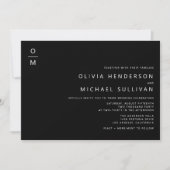 Minimalistische Typografie Monogram Black Wedding Einladung (Vorderseite)