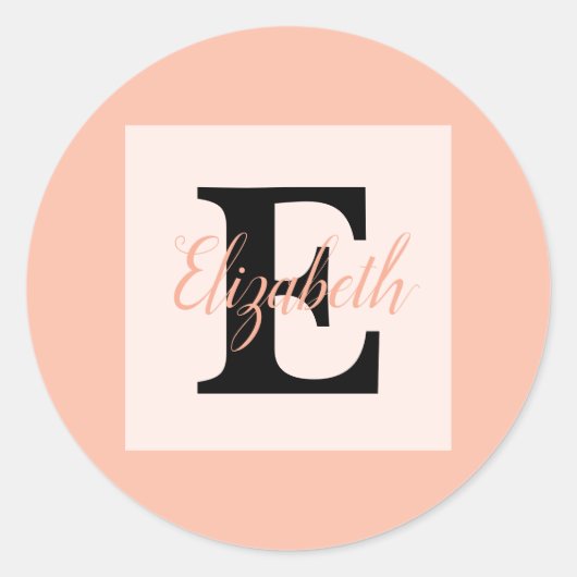 Minimalistische Typografie-Monogramm-Name Runder Aufkleber (Vorderseite)