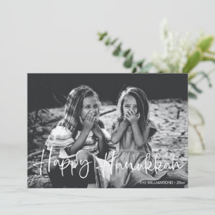 Minimalistische Typografie-Overlay-Foto Hanukkah Feiertagskarte
