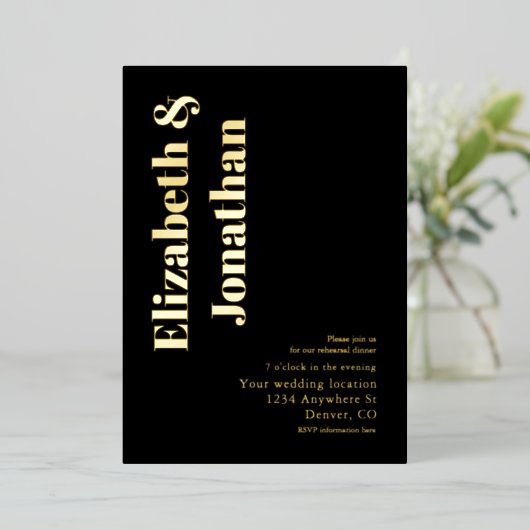 Minimalistische Typografie-Probe Folieneinladung (Stehend vorne)