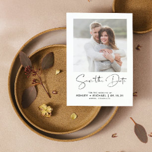 Minimalistische Typografie QR Code Schwarz-Weiß-Fo Save The Date