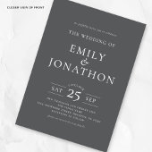 Minimalistische Typografie QR Code Wedding Gray Einladung