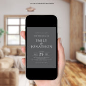 Minimalistische Typografie QR Code Wedding Gray Einladung