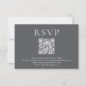 Minimalistische Typografie QR Code Wedding Gray RSVP Karte (Vorderseite)