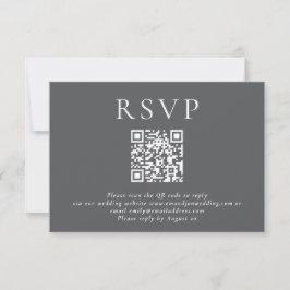 Minimalistische Typografie QR Code Wedding Gray RSVP Karte