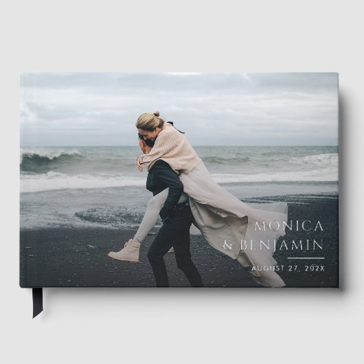 Minimalistische Typografie Rose Gold Foil Foto Hoc Gästebuch (Vorderseite)