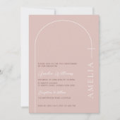 Minimalistische Typografie, Rose-Rosa-Taufe Einladung (Vorderseite)